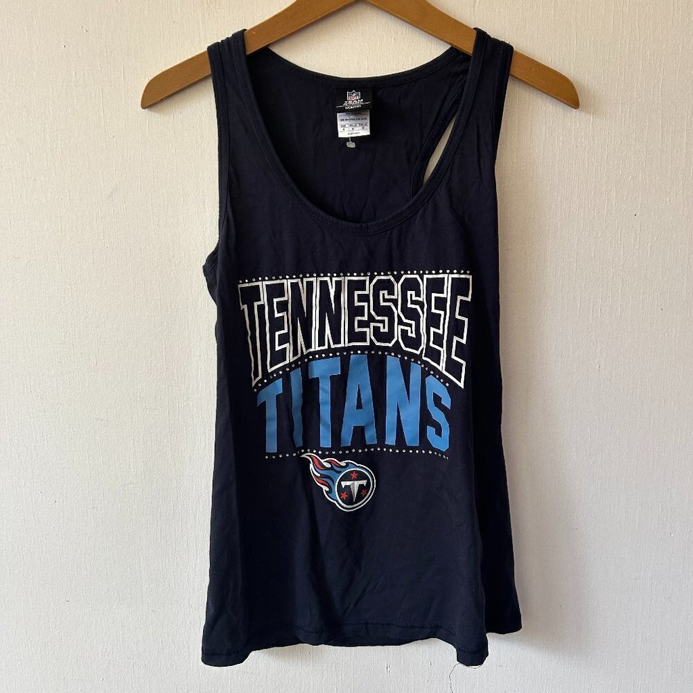 Tennessee Titans Tank Top Womens Medium Blue Rhinestones NFL Scoop Neck